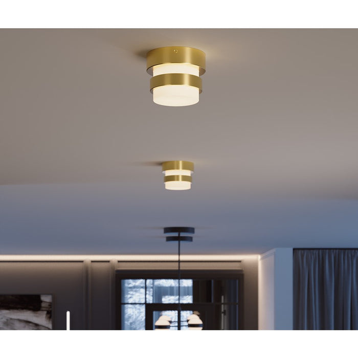 AFX Lighting Miami 1 Light Flush Mount, Antique Brass/White