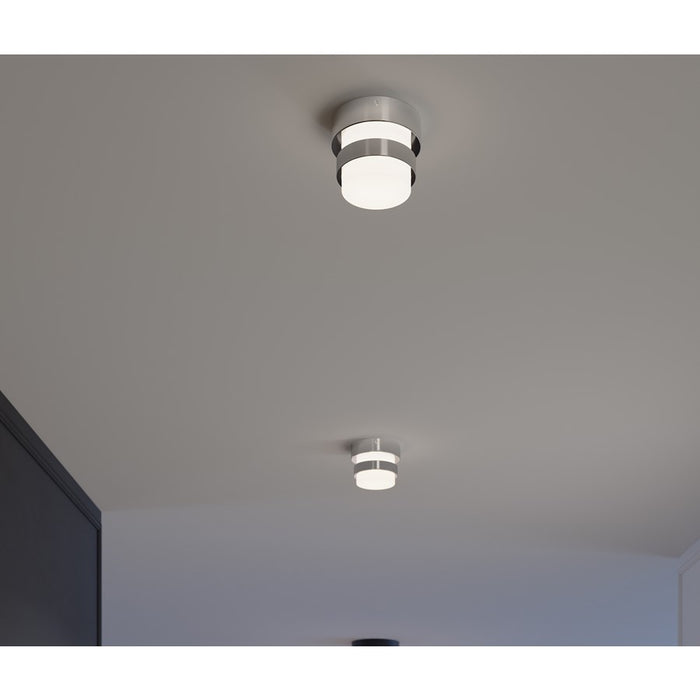 AFX Lighting Miami 1 Light Flush Mount, Polished Chrome/White