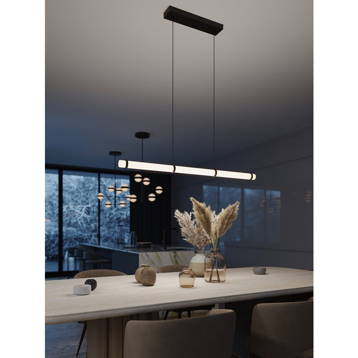 AFX Lighting Miami 1 Light Linear Pendant, Black/White