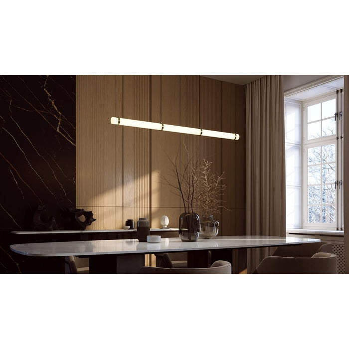 AFX Lighting Miami 1Lt Linear Pendant, Antique Brass/White
