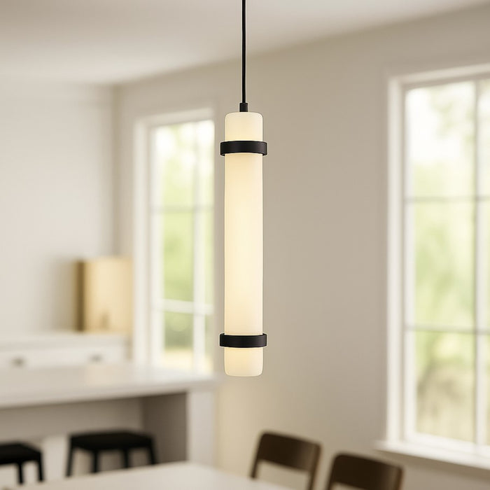 AFX Lighting Miami 1 Light 15" Pendant, Black/White