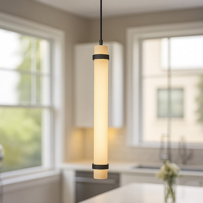 AFX Lighting Miami 1 Light 24" Pendant, Black/White