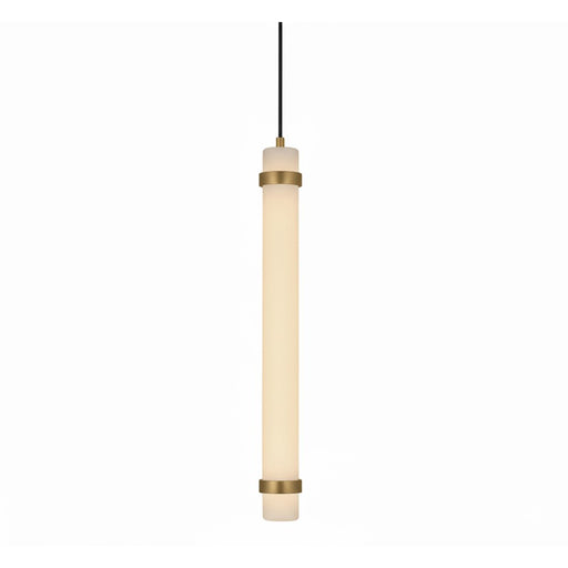 AFX Lighting Miami 1 Light 24" Pendant, Antique Brass/White