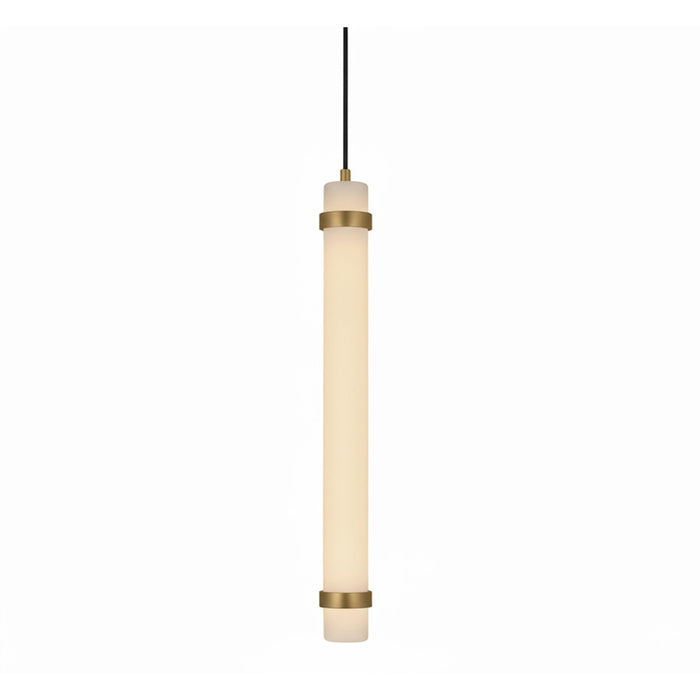 AFX Lighting Miami 1 Light 24" Pendant, Antique Brass/White