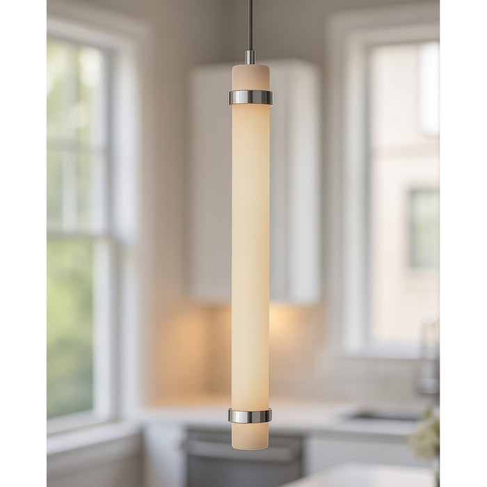 AFX Lighting Miami 1 Light 24" Pendant, Polished Chrome/White