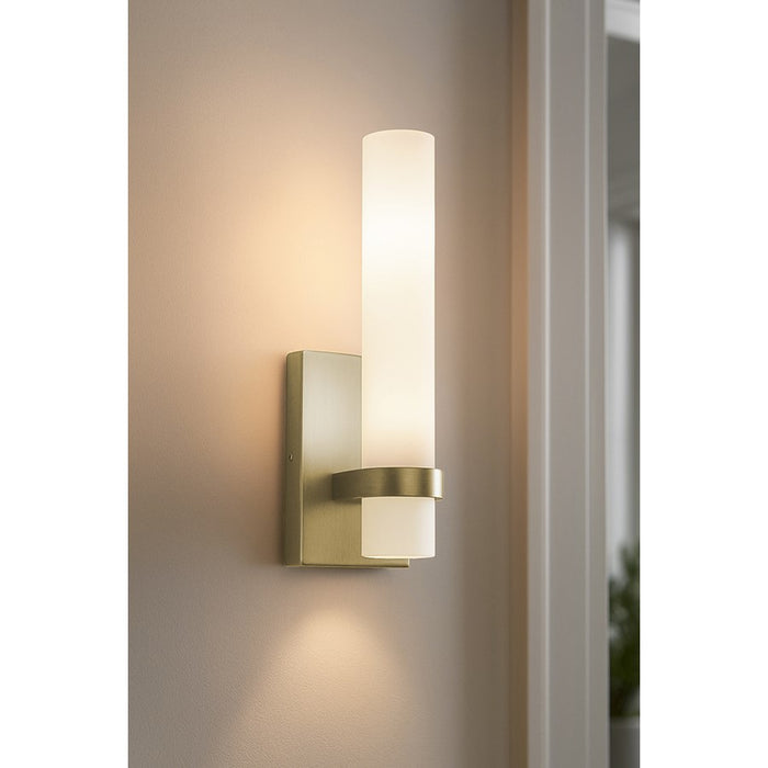 AFX Lighting Miami 1 Light Sconce, Light Antique Brass/White
