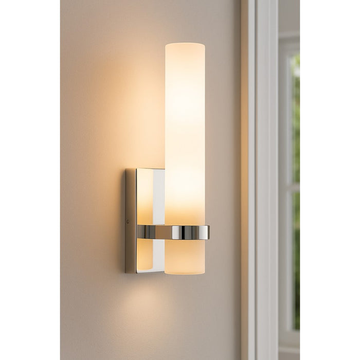 AFX Lighting Miami 1 Light Sconce, Polished Chrome/White