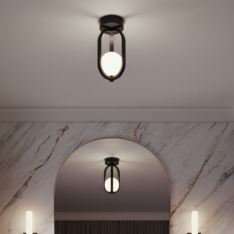 AFX Lighting Milan 7'' 1Lt LED Flush Mount, Black/White