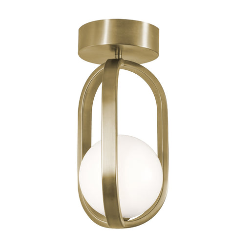 AFX Lighting Milan 7'' 1Lt LED Flush Mount, Lt Antique Brass/Wht