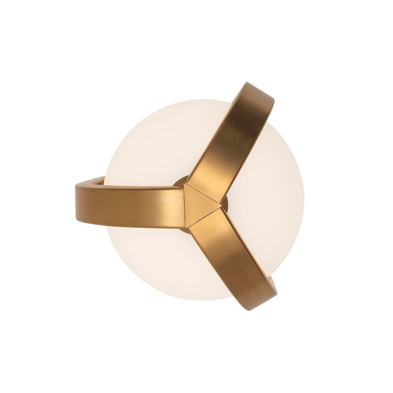 AFX Lighting Milan 7'' 1Lt LED Flush Mount, Lt Antique Brass/Wht