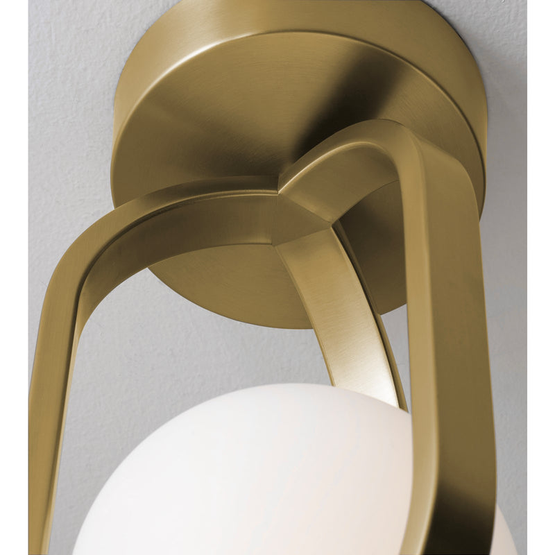 AFX Lighting Milan 7'' 1Lt LED Flush Mount, Lt Antique Brass/Wht