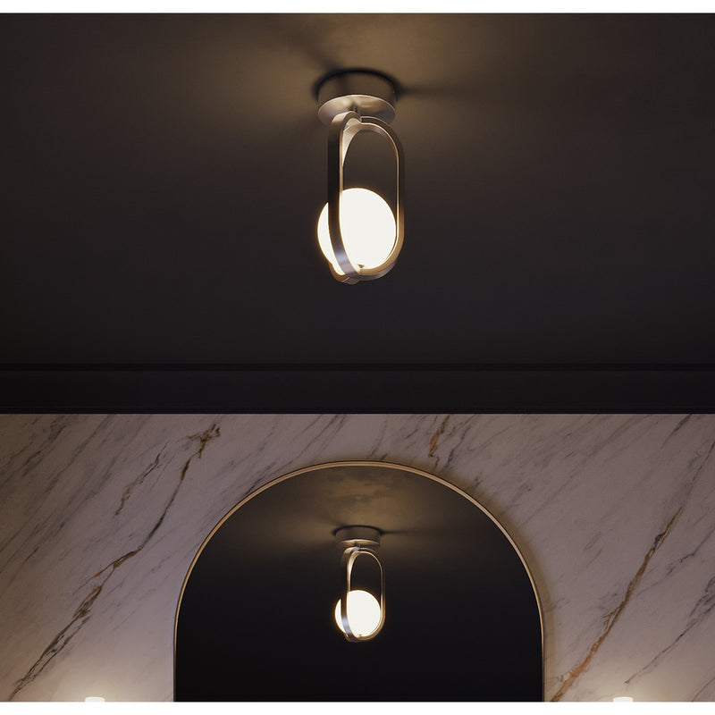 AFX Lighting Milan 7'' 1Lt LED Flush Mount, Satin Nickel/White