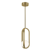 AFX Lighting Milan 7'' 1Lt LED Pendant, Light Antique Brass/Wht