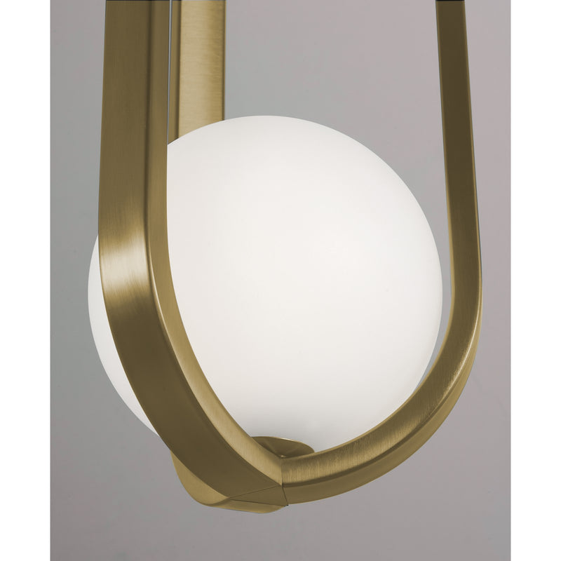 AFX Lighting Milan 7'' 1Lt LED Pendant, Light Antique Brass/Wht