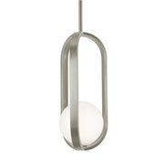 AFX Lighting Milan 7'' 1Lt LED Pendant, Satin Nickel/White