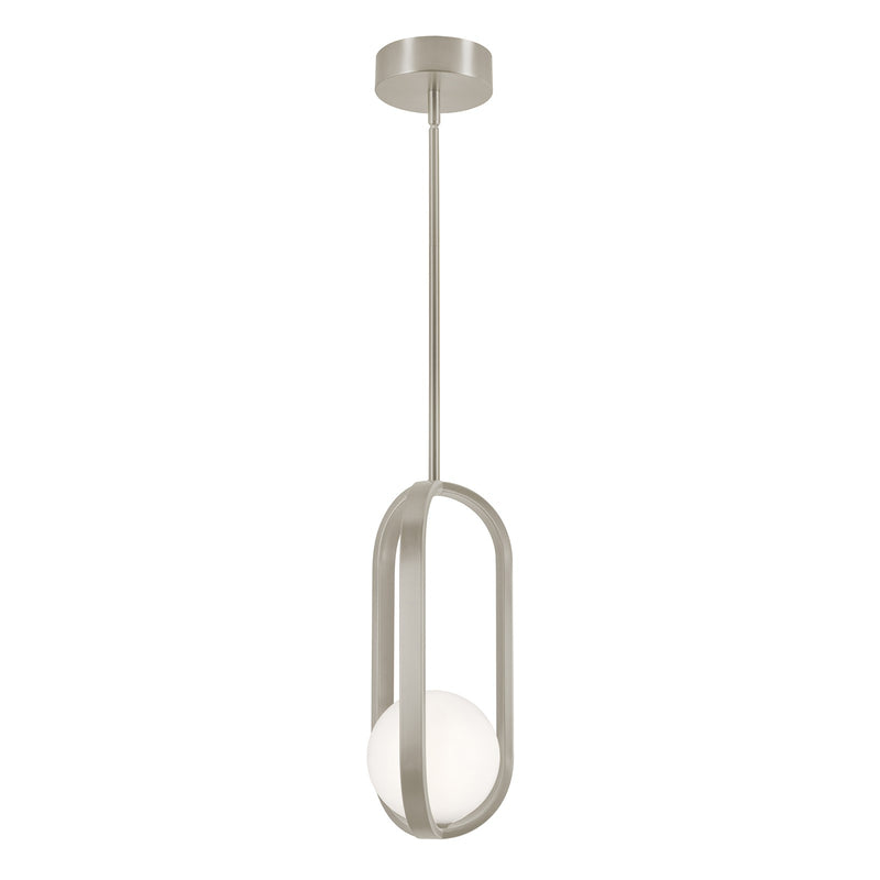 AFX Lighting Milan 7'' 1Lt LED Pendant, Satin Nickel/White