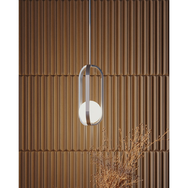 AFX Lighting Milan 7'' 1Lt LED Pendant, Satin Nickel/White