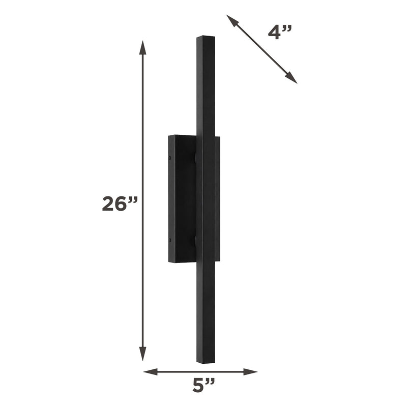 AFX Mono 26in 1-Light Outdoor Wall Sconce | Modern Black and White Acrylic | Patio & Entryway | 5 x 4 x 26 in | Model MNOW0526LAJUDBK