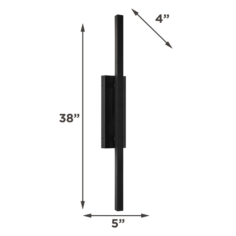 AFX Mono 38in 1-Light Outdoor Wall Sconce | Modern Black and White Acrylic | Patio & Entryway | 5 x 4 x 38 in | Model MNOW0538LAJUDBK