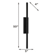 AFX Mono 50in LED Outdoor Wall Sconce | Modern Black Aluminum and White Acrylic | Patio & Exterior Wall | 1300 Lumens, 5-CCT | Model MNOW0550LAJUDBK