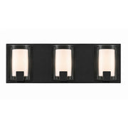 AFX Mesa 20in 3-Light LED Vanity Light | Modern Black Steel and Clear Glass | Bathroom & Powder Room | 1000 Lumens, Damp Rated | Model MSAV2007LAJUDBK