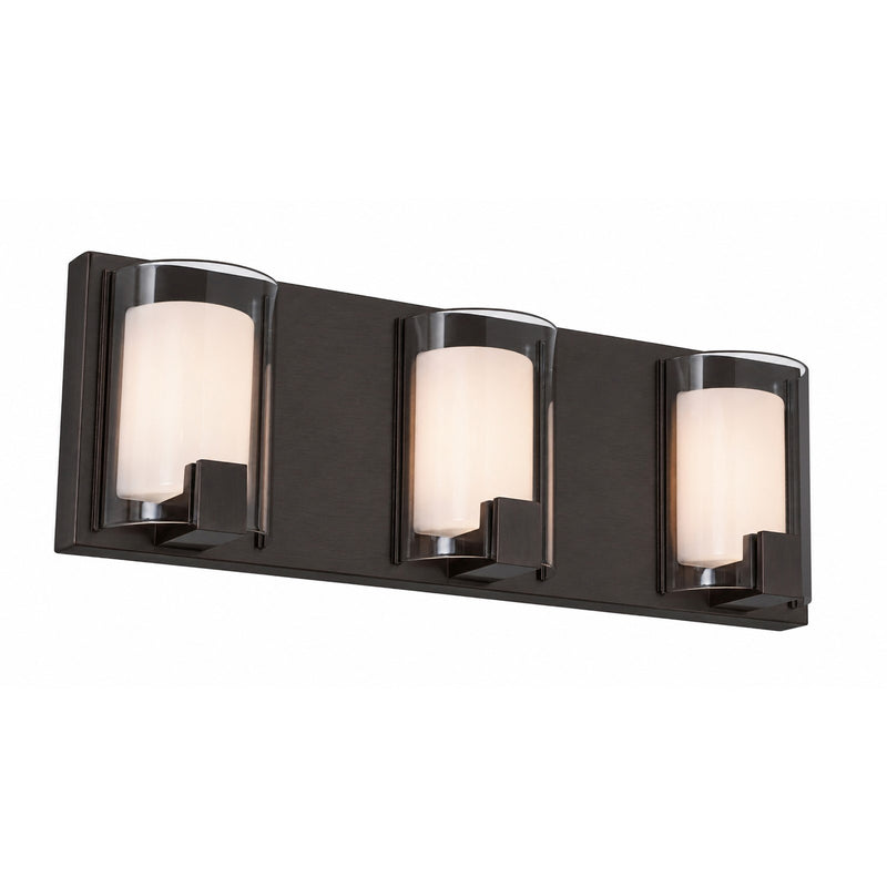 AFX Mesa 20in 3-Light LED Vanity Light | Modern Bronze Steel and Clear Glass | Bathroom & Powder Room | 1000 Lumens, Damp | Model MSAV2007LAJUDBZ