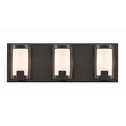 AFX Mesa 20in 3-Light LED Vanity Light | Modern Bronze Steel and Clear Glass | Bathroom & Powder Room | 1000 Lumens, Damp | Model MSAV2007LAJUDBZ
