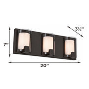 AFX Mesa 20in 3-Light LED Vanity Light | Modern Bronze Steel and Clear Glass | Bathroom & Powder Room | 1000 Lumens, Damp | Model MSAV2007LAJUDBZ