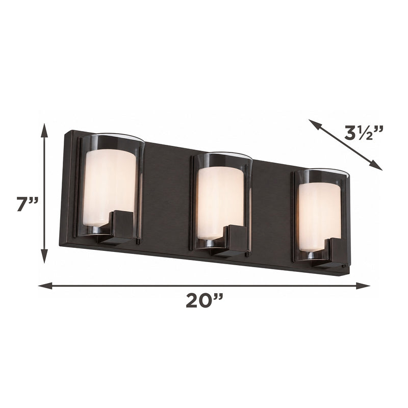 AFX Mesa 20in 3-Light LED Vanity Light | Modern Bronze Steel and Clear Glass | Bathroom & Powder Room | 1000 Lumens, Damp | Model MSAV2007LAJUDBZ