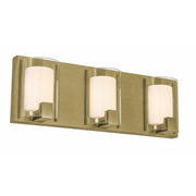 AFX Mesa 20in 3-Light LED Vanity Light | Transitional Light Antique Brass and Clear Glass | Bathroom & Powder Room | Model MSAV2007LAJUDLB