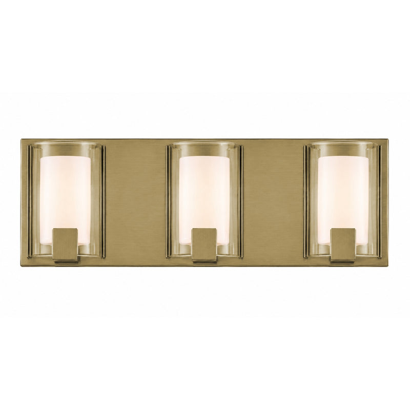 AFX Mesa 20in 3-Light LED Vanity Light | Transitional Light Antique Brass and Clear Glass | Bathroom & Powder Room | Model MSAV2007LAJUDLB