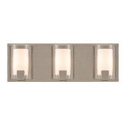AFX Mesa 20in 3-Light LED Vanity Light | Transitional Satin Nickel and Clear Glass | Bathroom & Powder Room | Model MSAV2007LAJUDSN