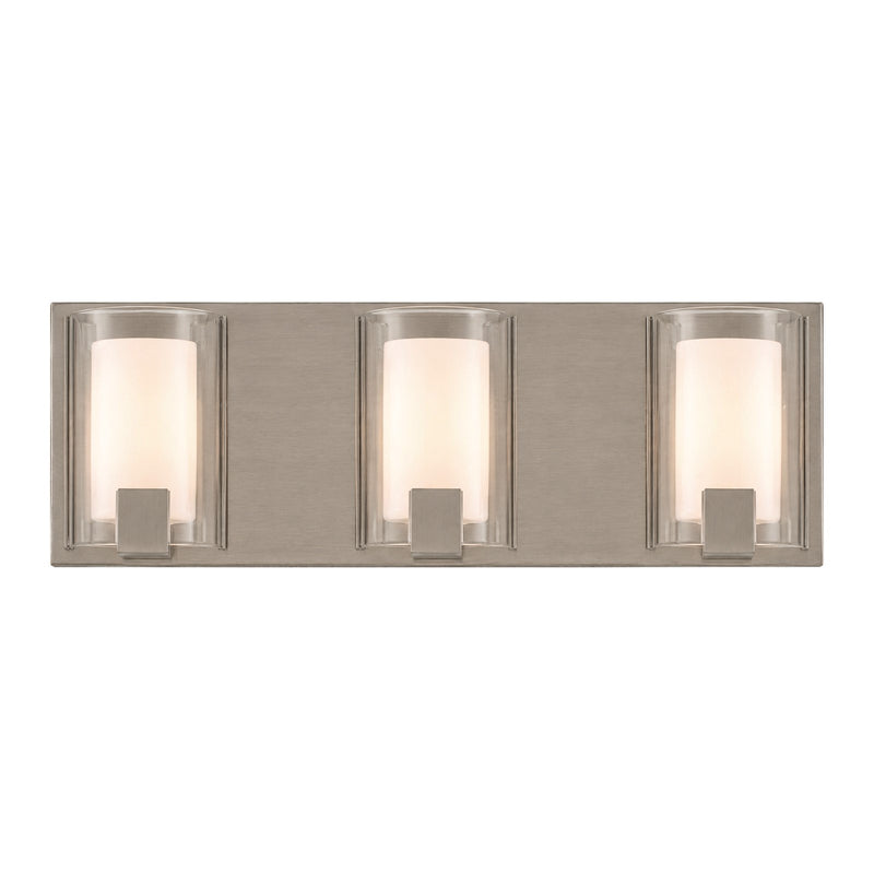 AFX Mesa 20in 3-Light LED Vanity Light | Transitional Satin Nickel and Clear Glass | Bathroom & Powder Room | Model MSAV2007LAJUDSN