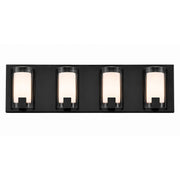 AFX Mesa 28in 4-Light LED Vanity Light | Transitional Black and Clear Glass | Bathroom & Powder Room | 28 x 3.5 x 6.75 in | Model MSAV2807LAJUDBK