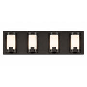AFX Mesa 28in 4-Light LED Vanity Light | Transitional Bronze and Clear Glass | Bathroom & Powder Room | 28 x 3.5 x 6.75 in | Model MSAV2807LAJUDBZ
