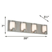 AFX Mesa 28in 4-Light LED Vanity Light | Transitional Satin Nickel and Clear Glass | Bathroom & Powder Room | Model MSAV2807LAJUDSN