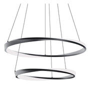 AFX Lighting Oberon 2 Light 32" Pendant, Black/White - OBRP2432LAJUDBK