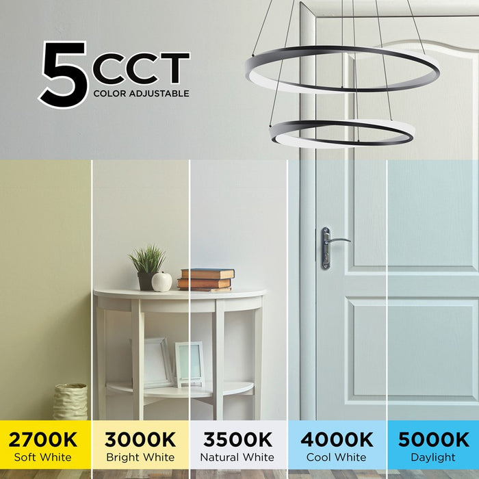 AFX Lighting Oberon 2 Light 32" Pendant, Black/White