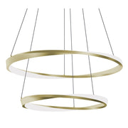 AFX Lighting Oberon 2 Light 32" Pendant, Brass/White - OBRP2432LAJUDLB