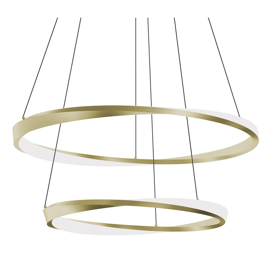 AFX Lighting Oberon 2 Light 32" Pendant, Brass/White - OBRP2432LAJUDLB