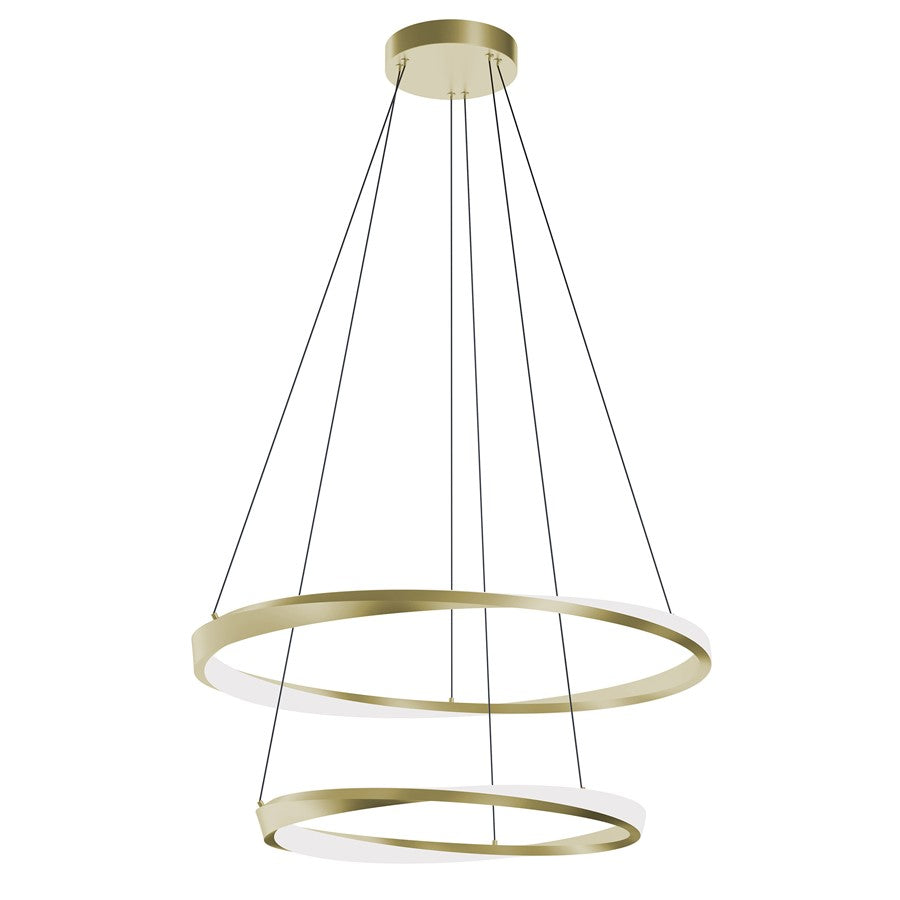 AFX Lighting Oberon 2 Light 32" Pendant, Brass/White