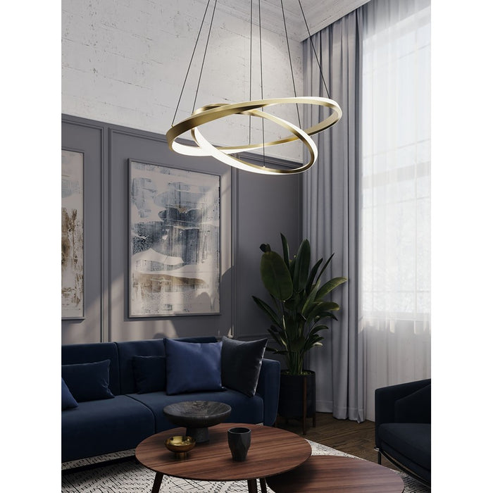 AFX Lighting Oberon 2 Light 32" Pendant, Brass/White