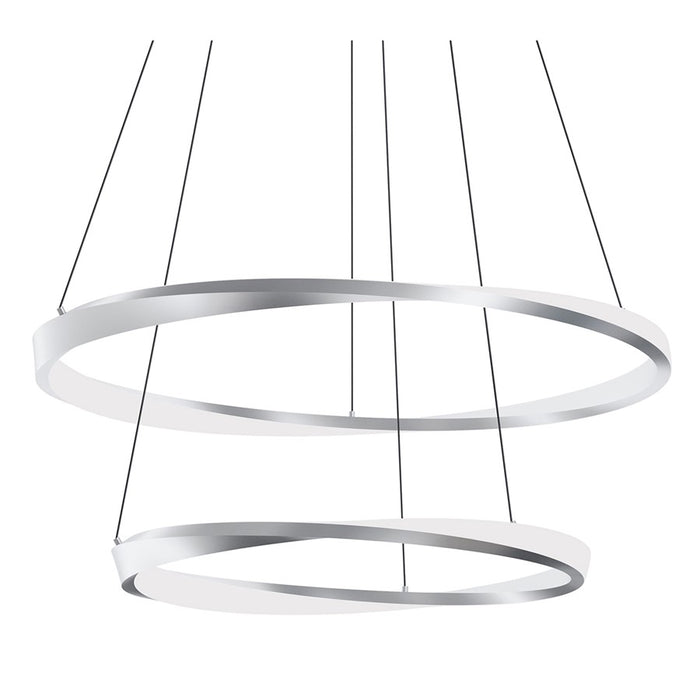 AFX Lighting Oberon 2 Light 32" Pendant, Satin Nickel/White - OBRP2432LAJUDSN