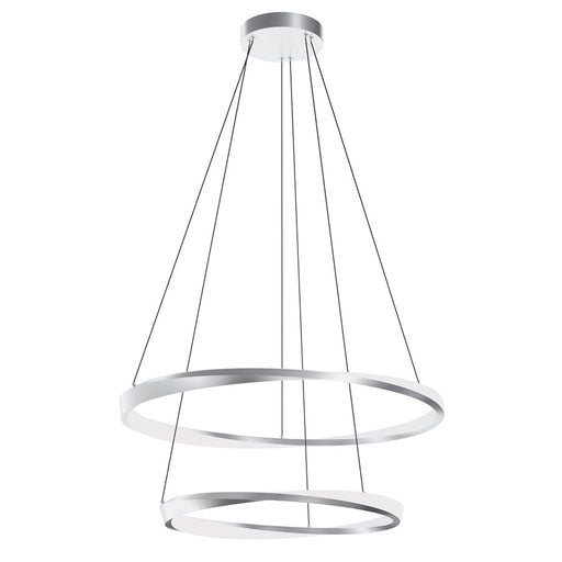 AFX Lighting Oberon 2 Light 32" Pendant, Satin Nickel/White