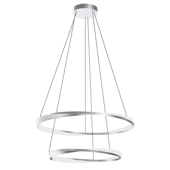AFX Lighting Oberon 2 Light 32" Pendant, Satin Nickel/White