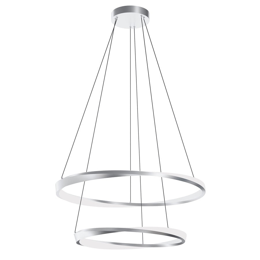 AFX Lighting Oberon 2 Light 32" Pendant, Satin Nickel/White