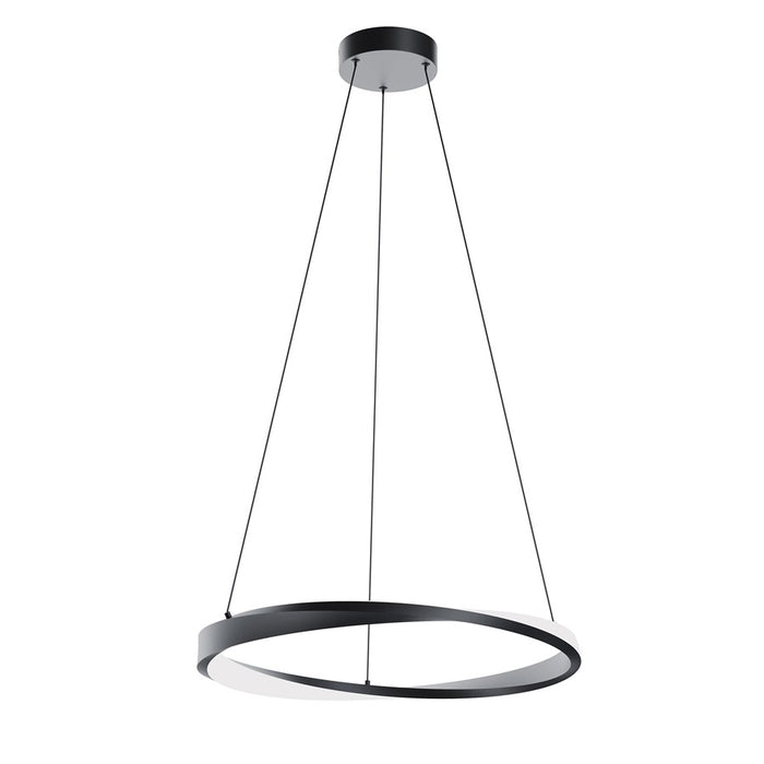 AFX Lighting Oberon 1 Light 24" Pendant, Black/White