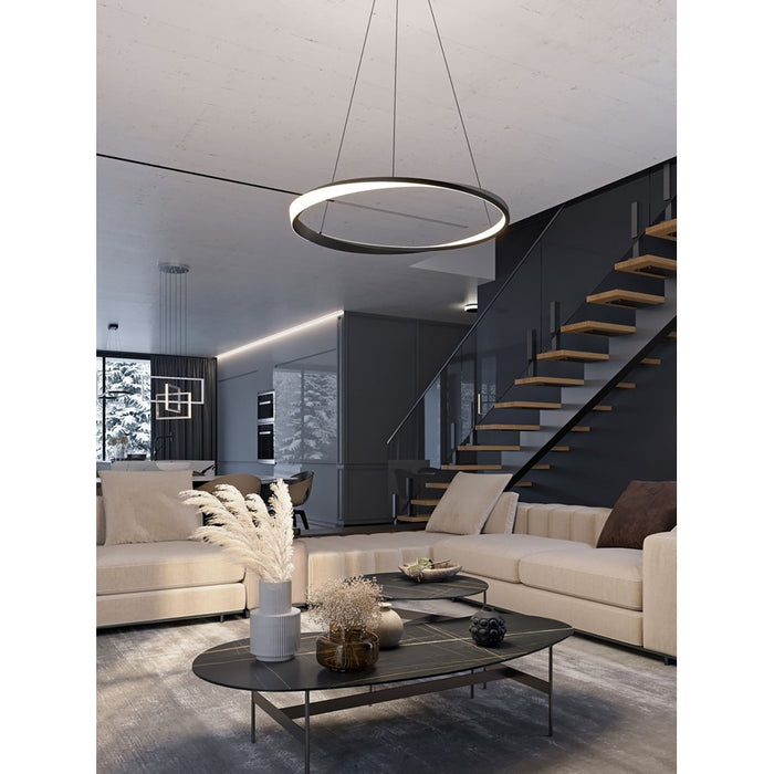 AFX Lighting Oberon 1 Light 24" Pendant, Black/White