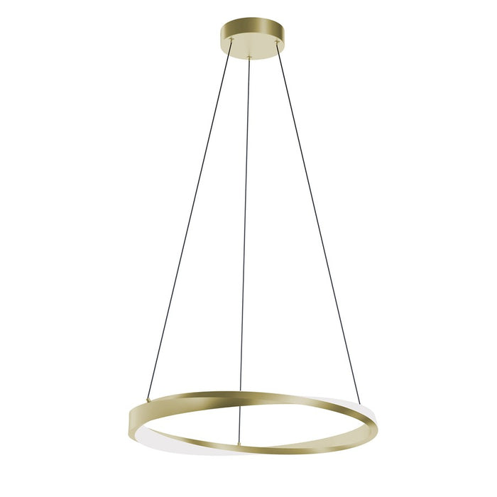AFX Lighting Oberon 1 Light 24" Pendant, Brass/White