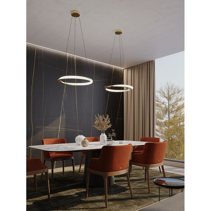 AFX Lighting Oberon 1 Light 24" Pendant, Brass/White